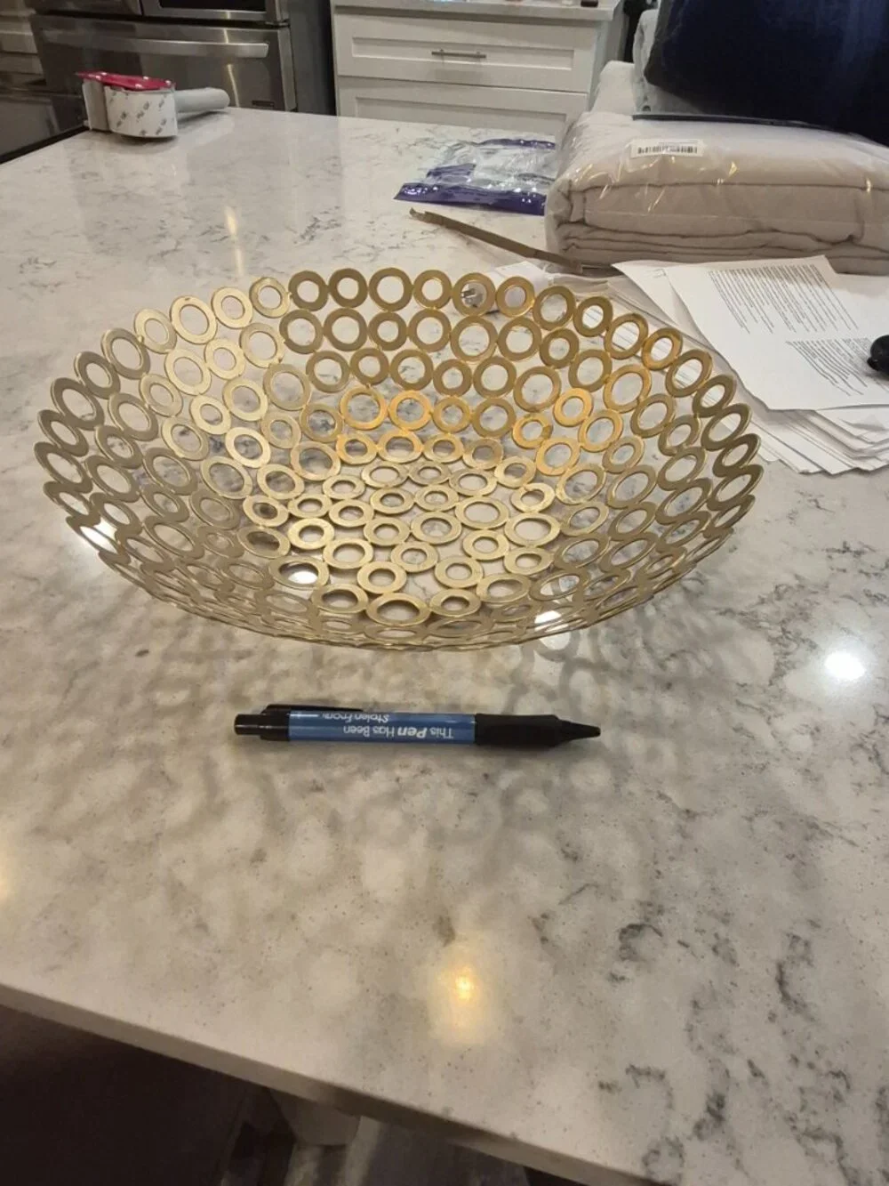 Gold Metal Ring Decorative Bowl